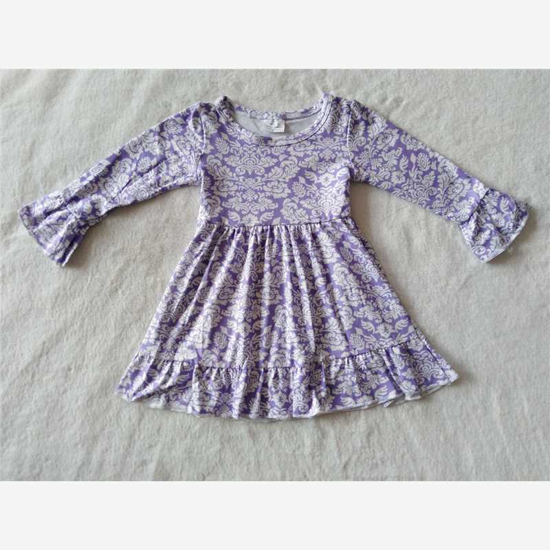 RTS NO MOQ SALES  G4-10-- Purple lace long-sleeved dress