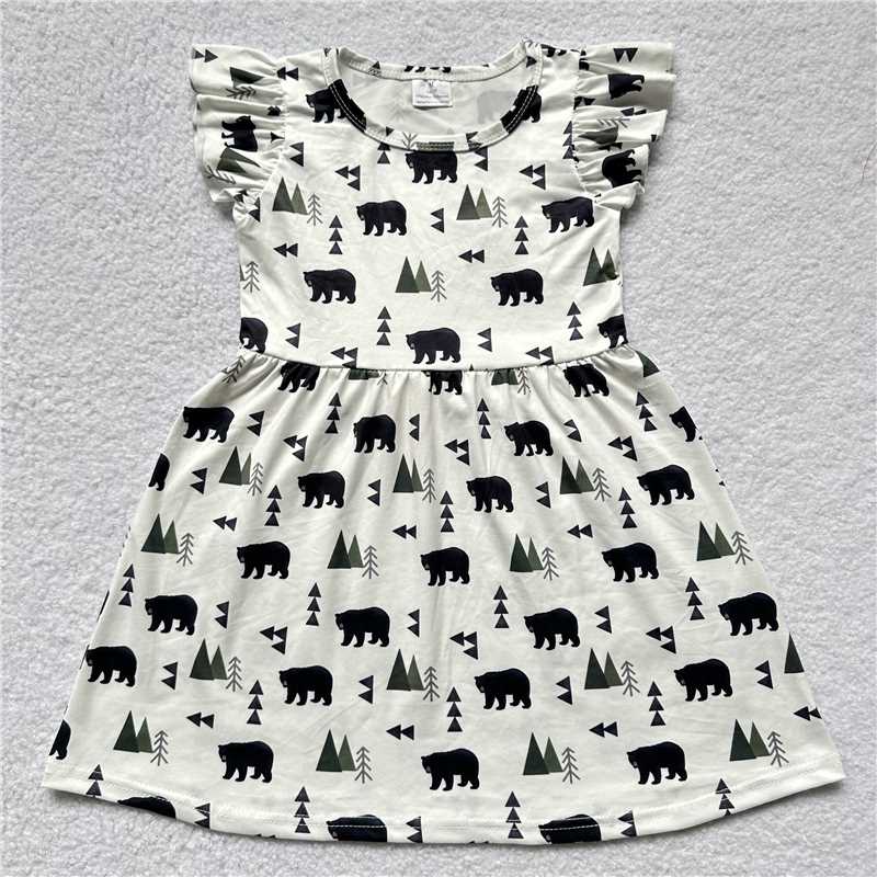 RTS SALES NO MOQ G2-11-3*/* Black bear triangle tree white flying sleeves skirt