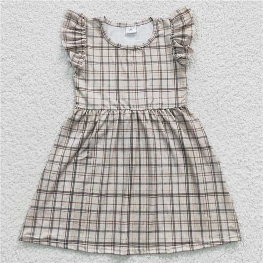 RTS SALES NO MOQ G1-11-6* Gray plaid skirt with flying sleeves