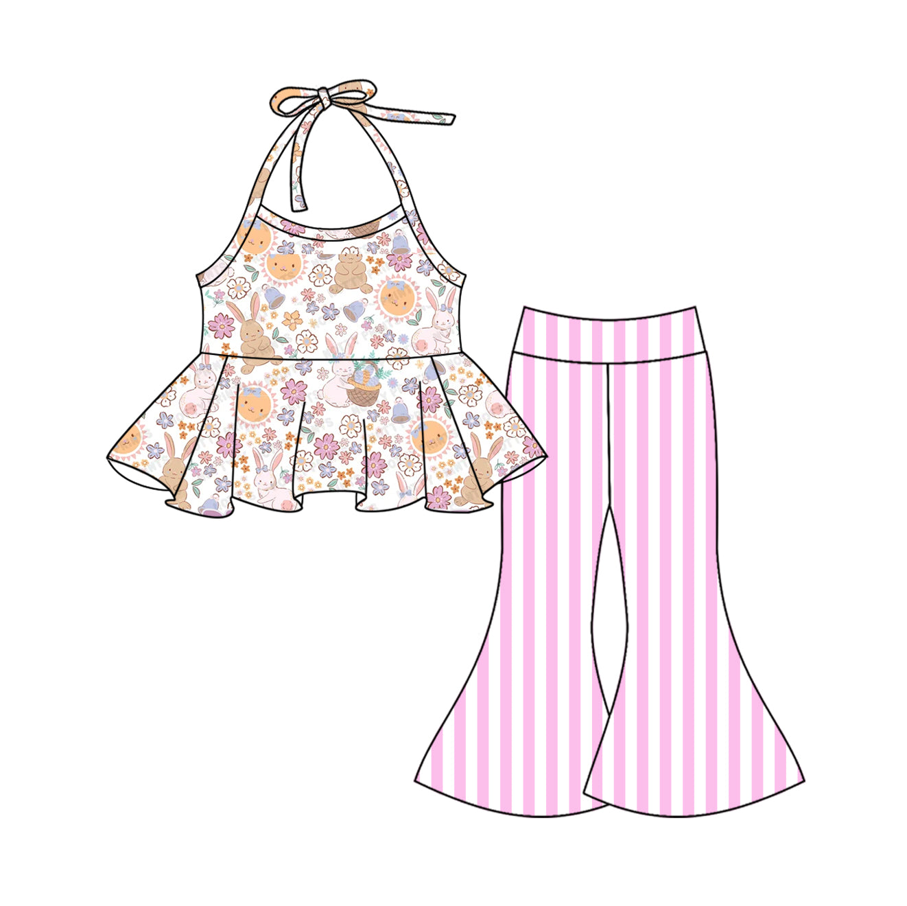 26.1.5 custom each style moq 5 eta 6-8week Sibling Sisters easter baby girl short sleeve pants sets 3 match family design