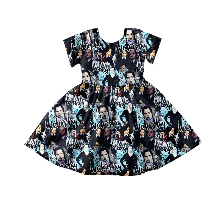 5.2custom each style moq 5eta 4-5week Sibling Sister Halloween scary cartoon character prints black girls jumpsuits and dress and baby romper match family design