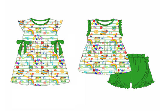 1.2 custom each style moq 5eta 4-6week Sibling Sister ABC baby girl short sleeve shorts sets and dresses match design