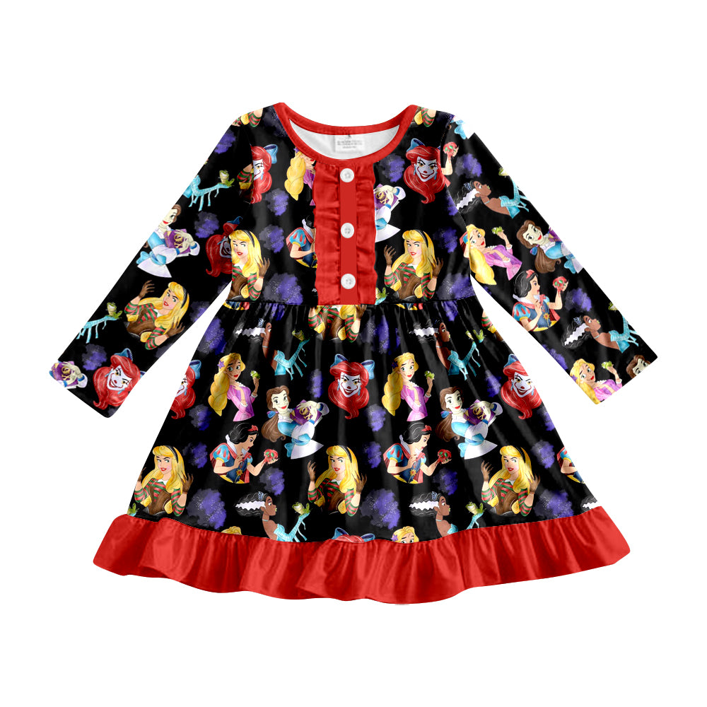 5.13 custom moq 5 eta 4-5weeks Pumpkin Sunflower Cartoon Character prints different color princess dress