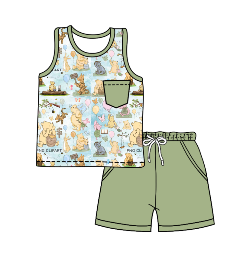 Custom moq 5 mix size milk silk baby girl boy clothes cartoon short sleeve shorts sets 2 and dresses and top
