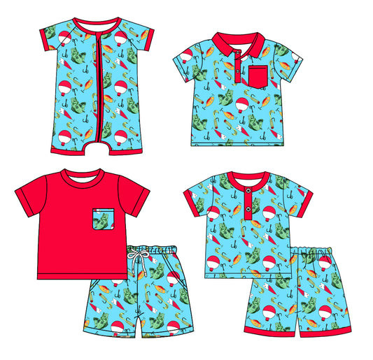 12.28 custom each style moq 5eta 4-6week Sibling Sister FISHING baby girl sets 1 and sets 2 and boy rompers and top match family design