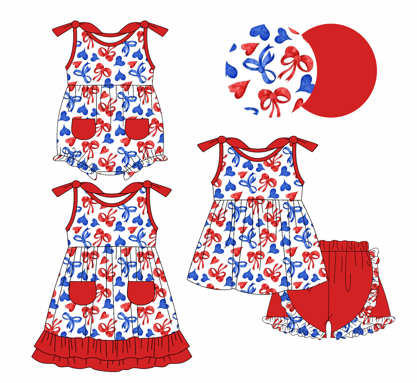 1.8 custom each style moq 5eta 4-6week Sibling Sister bow baby girl short sleeve shorts sets and dress and rompers match family design