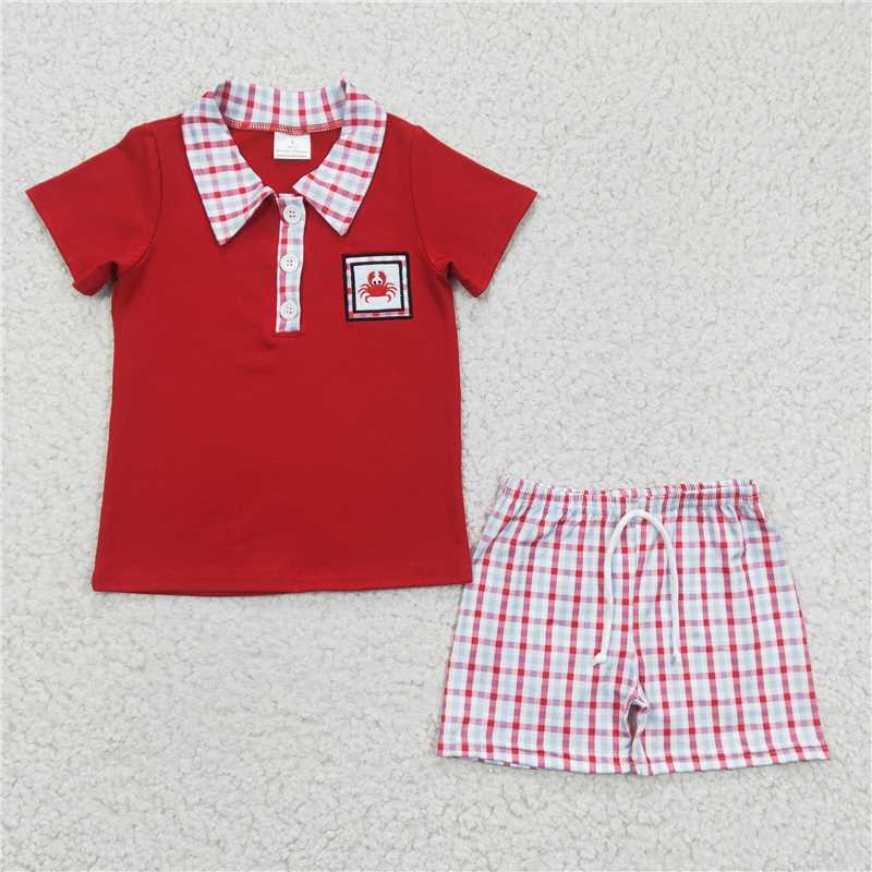 Baby Girls Sibling Crab Print Big Red Sibling Set