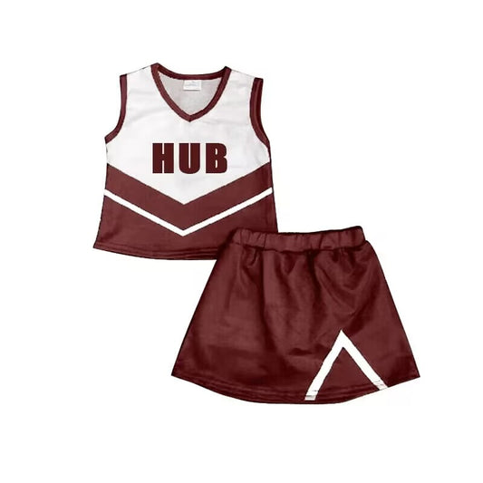 Deadline August 6 custom no moq Letter Maroon White Cheerleading Outfit