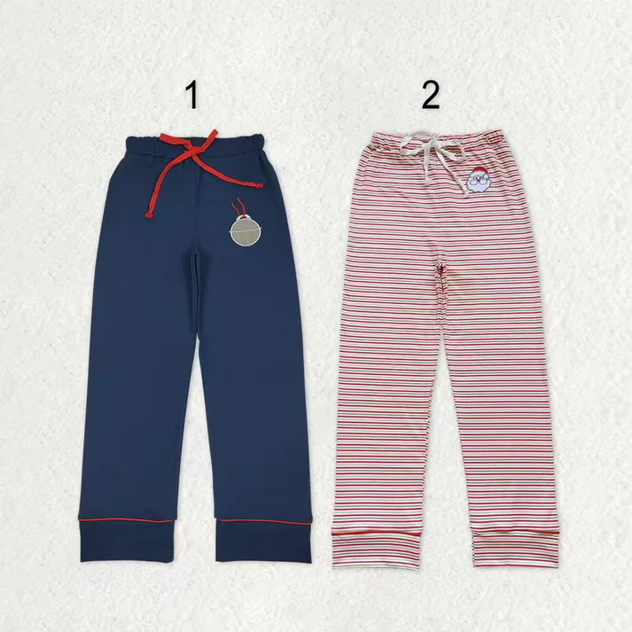 RTS NO MOQ Sibling adult clothes Christmas embroidery adult long pants