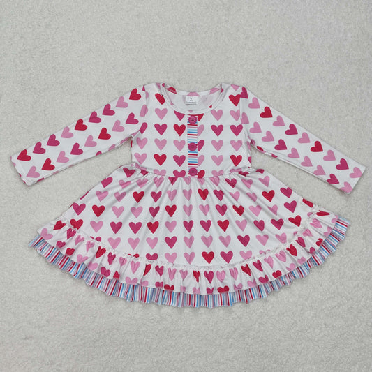 RTS NO MOQ ETA 5/7days arrived GLD0988 Valentine's Day pink heart long-sleeved dress