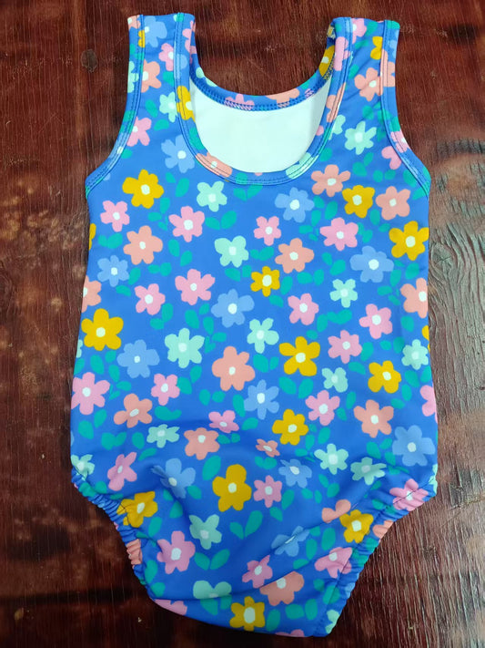 Custom moq 3 eta 6-7weeks baby girl clothes floral blue sleeveless romper