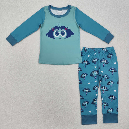 RTS NO MOQ ETA 5/7days Arrived GLP2241 Inside Out 2 cartoon expression heart blue green long sleeve long pants pajama set