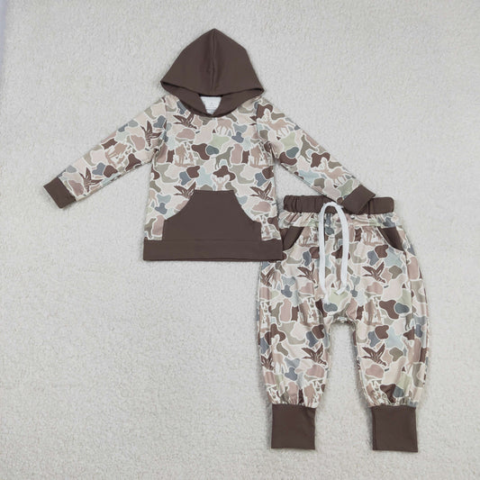 RTS NO MOQ（In Stock) Duck, Reindeer, Hunting Camouflage Pocket Hooded Long-Sleeved Pants Set