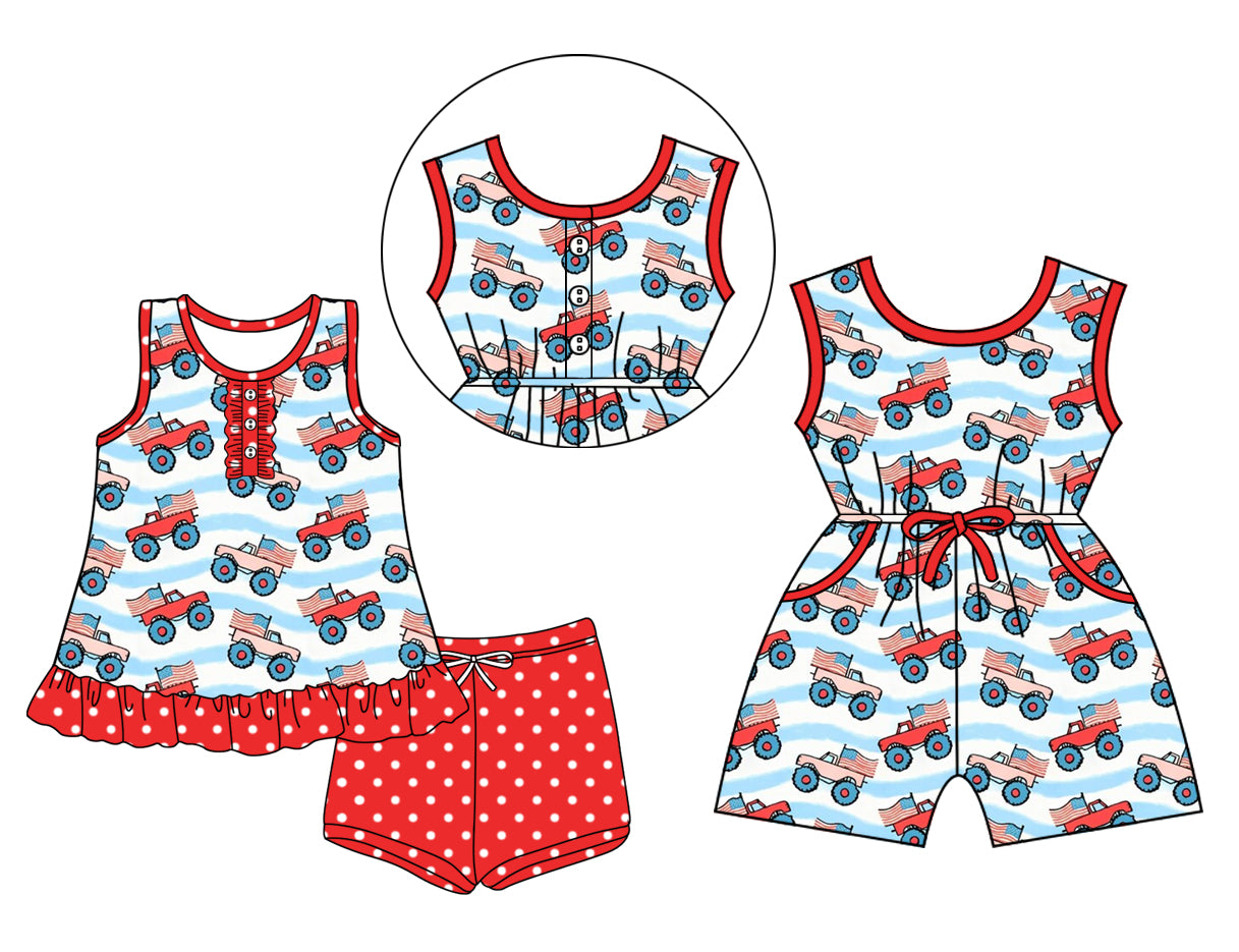 3.15 custom each style moq 5eta 4-6week Sibling Sister baby girl short sleeve shorts sets and jumpsuit match design