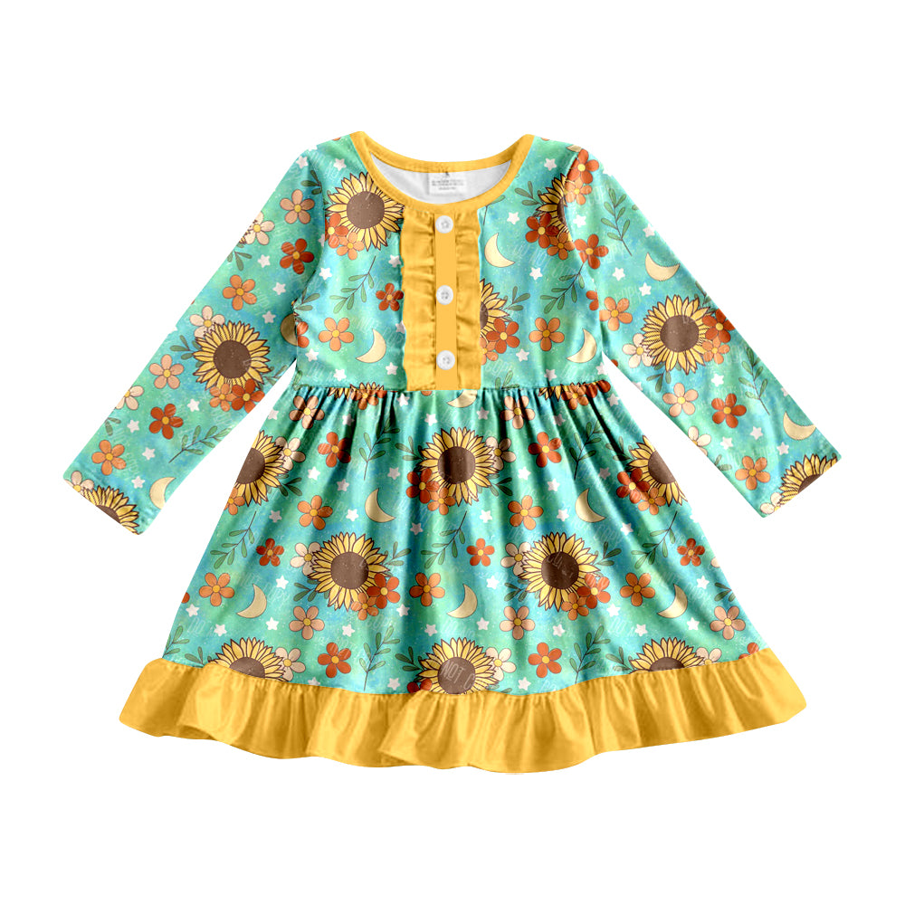 5.13 custom moq 5 eta 4-5weeks Pumpkin Sunflower Cartoon Character prints different color princess dress