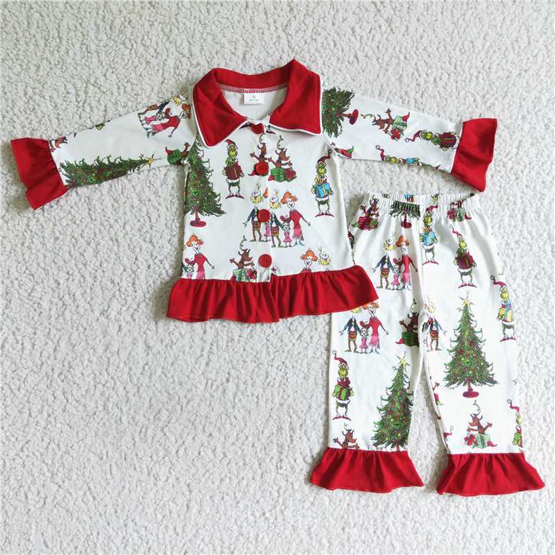 Baby Girls boys Christmas style printed red top and trousers Family siblings set