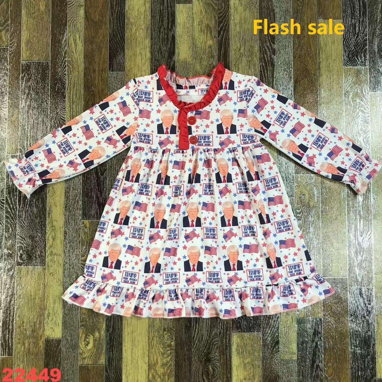 Cmoq 5 tat about 6-8 weeks baby girls clothes Trump red long sleeve dress