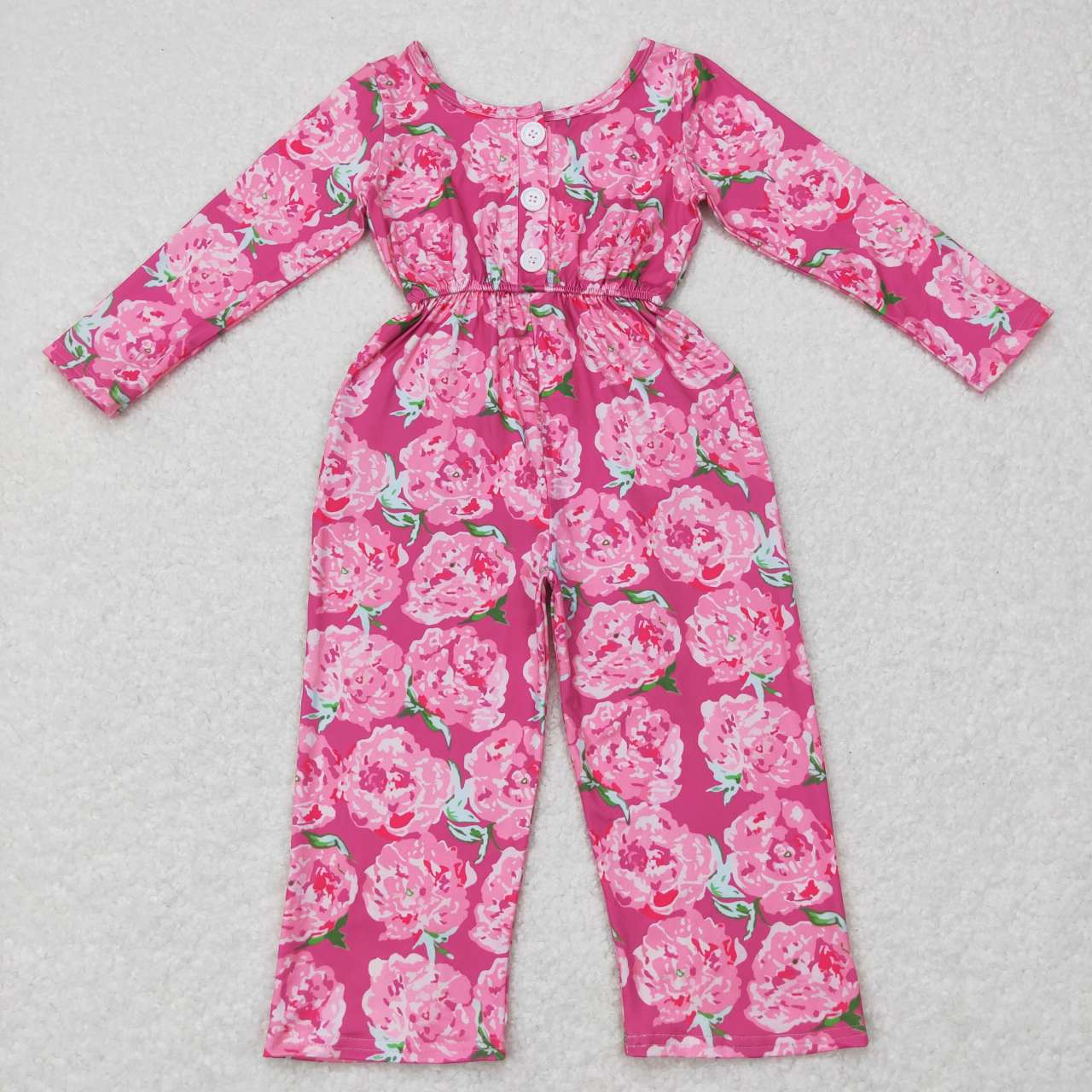 LR0715 Floral rose red long-sleeved jumpsuit