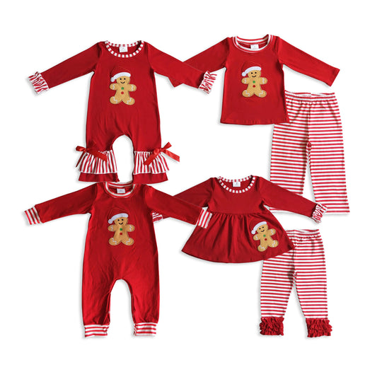 RTS NO MOQ Sibling Baby girls clothes Embroidery Christmas long-sleeved trousers suit & rompers