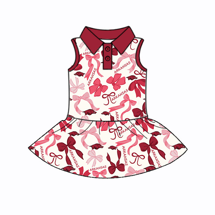 Custom moq 5 mix sizes summer teams baby girls clothes team brick red short sleeve skirts shorts sets dress 1 and dress 2 and dress 3 and dress 4-25.5.14