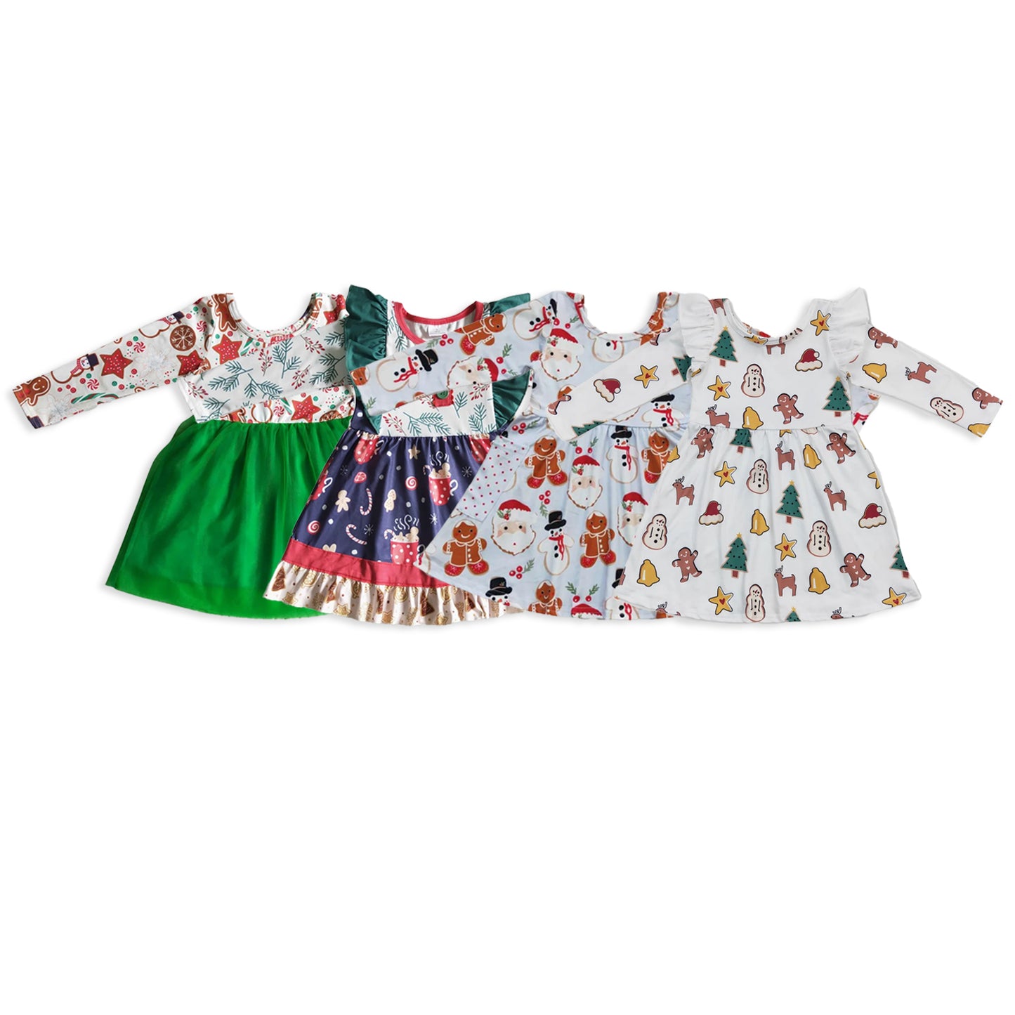 RTS NO MOQ Sibling baby girl clothes Christmas long sleeve dresses