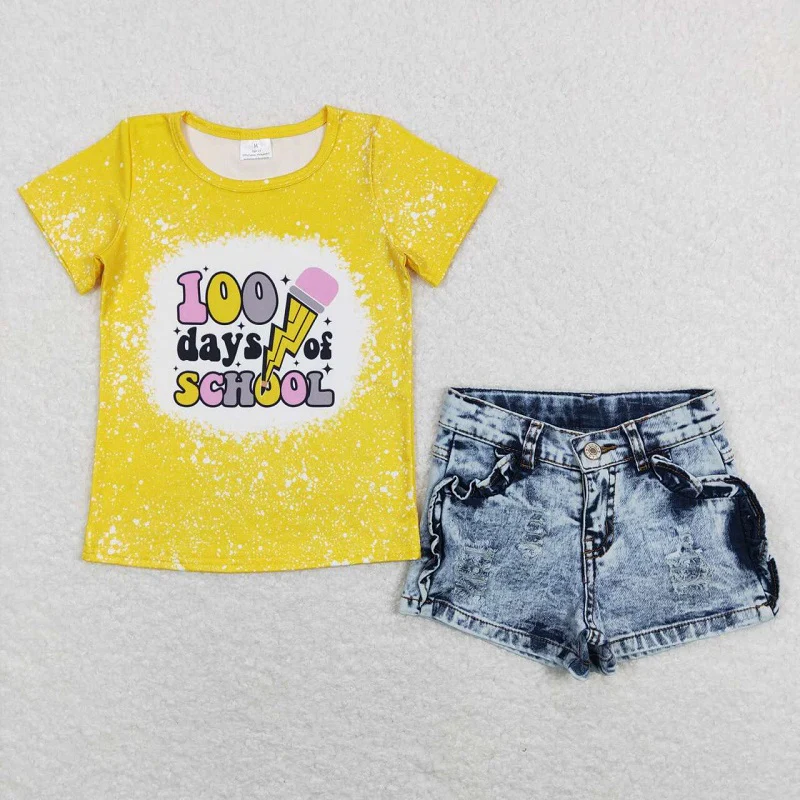 Back to school denim suit short sleeve shorts