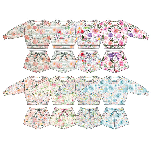 25.11.29 custom each style moq 5 eta 6-8week Sibling Sisters baby girl clothes long sleeve shorts sets 8 match family design