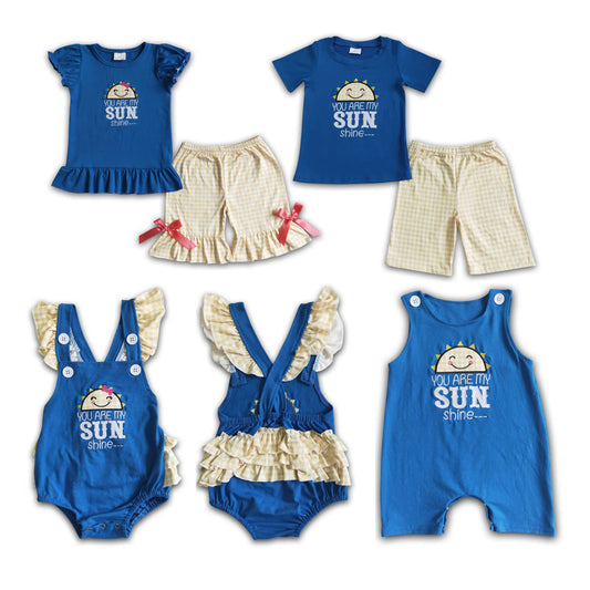 RTS NO MOQ Embroidery short-sleeved shorts suit & short-sleeved sets and romper