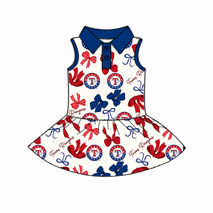 Custom moq 5 mix sizes summer teams baby girls clothes team blue short sleeve skirts shorts sets dress 1 and dress 2 and dress 3 and dress 4-25.5.19