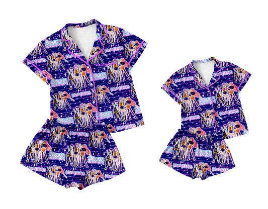 25.11.24 custom each style moq 5 eta 6-8week Sibling Sister cartoon short sleeve shorts sets and adult set match design