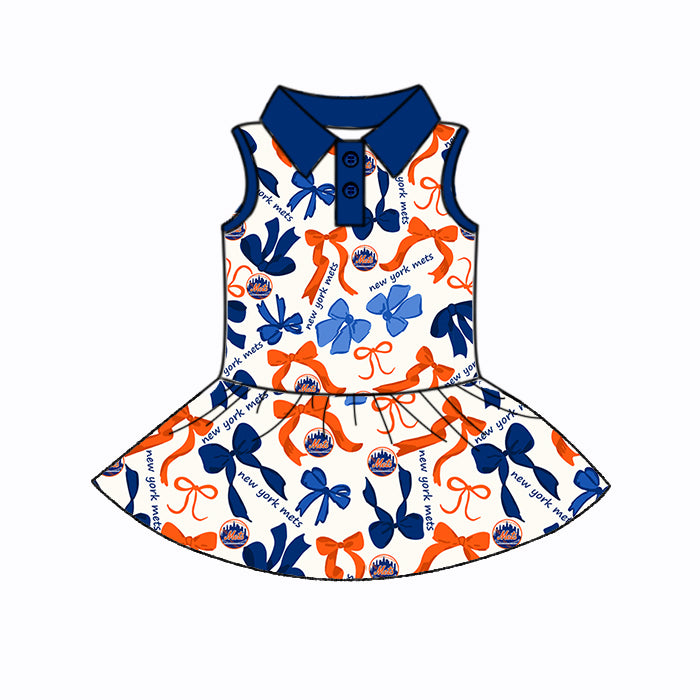 Custom moq 5 mix sizes summer teams baby girls clothes team blue short sleeve skirts shorts sets dress 1 and dress 2 and dress 3 and dress 4-25.5.17