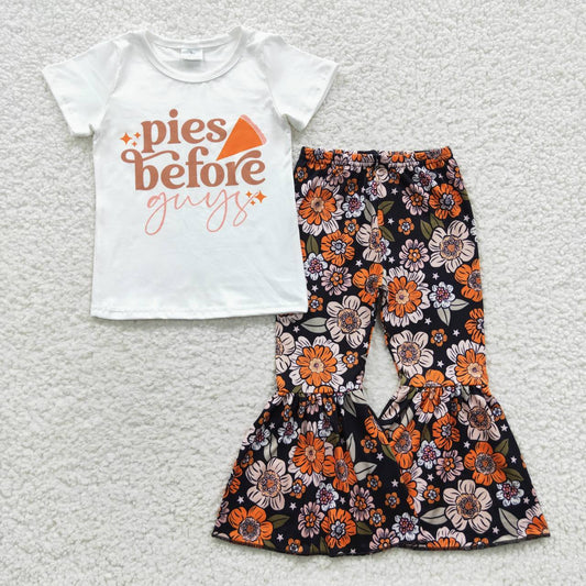 GSPO0699 pies before letters white short-sleeved floral trouser suit