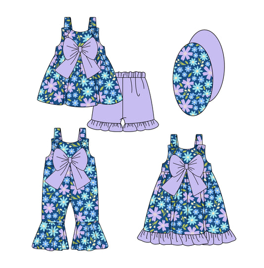 1.3 custom each style moq 5eta 4-6week Sibling Sister floral baby girl short sleeve shorts sets and girls romper and jumpsuit match design