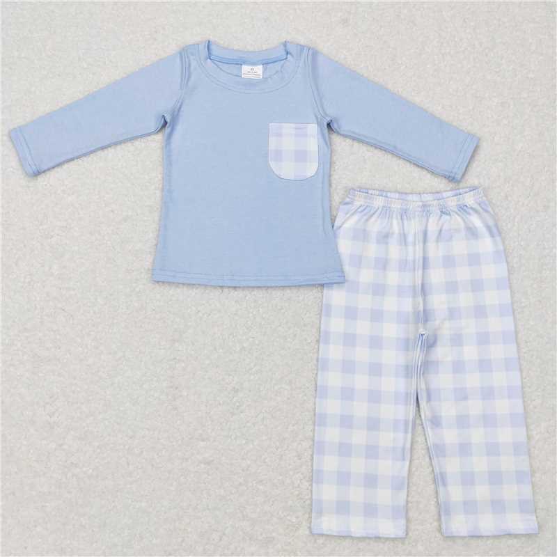 Baby boys solid color plaid Sibling Sister Clothes Sets