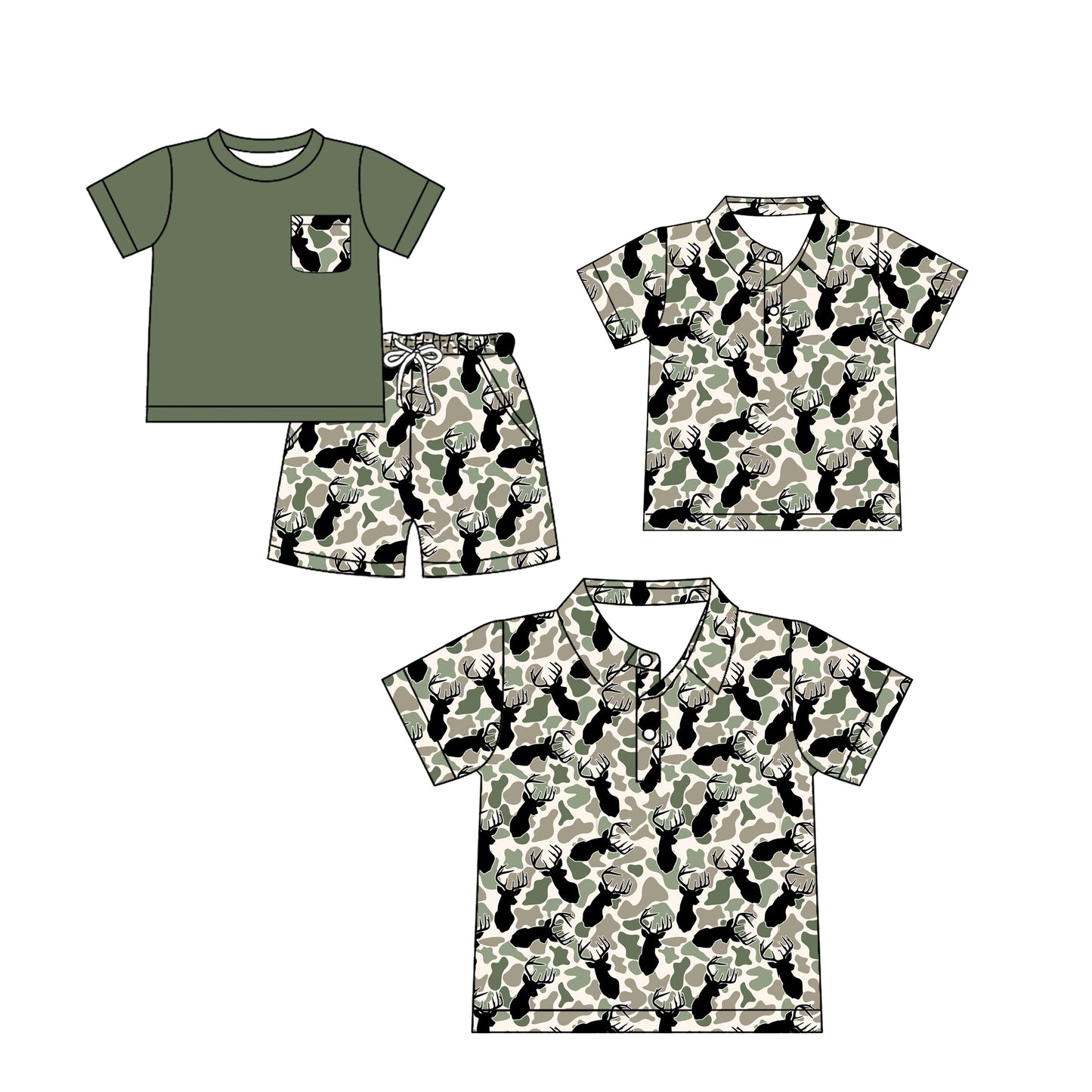 25.12.1 custom each style moq 5 eta 6-8week Sibling Sister camouflage short sleeve shorts sets and kids top and adult top match design