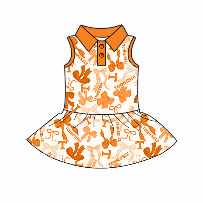 Custom moq 5 mix sizes summer teams baby girls clothes team orange short sleeve skirts shorts sets dress 1 and dress 2 and dress 3 and dress 4-25.5.15