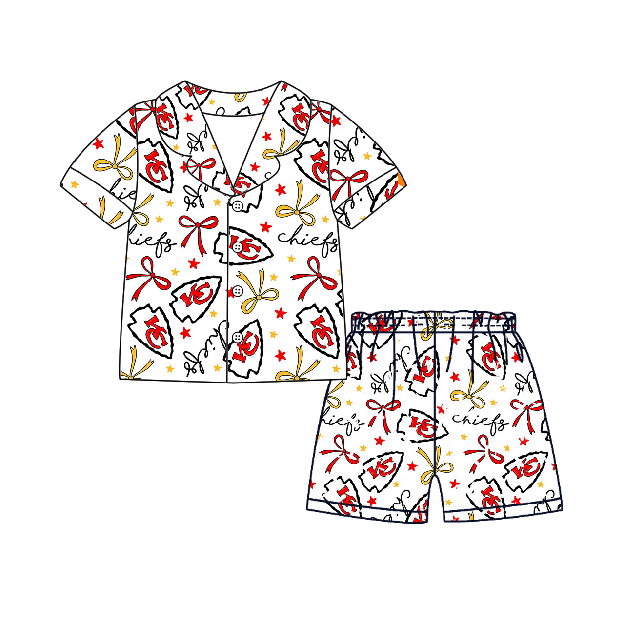 Custom moq 5 mix sizes summer teams baby girls clothes team red short sleeve shorts sets dress kids pants-25.5.12