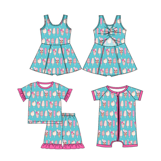 1.15 custom each style moq 5eta 4-6week Sibling Sisters baby girl short sleeve shorts sets and dress and rompers match family design