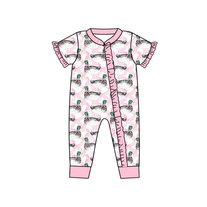 5.1custom each style moq 5eta 4-5week Sibling Sister  duck pink girls outifts and romper match family design