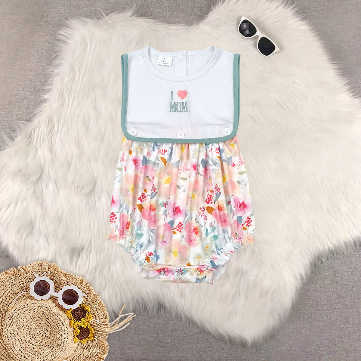 RTS NO MOQ Baby Boys girls embrodiery Short Sleeve Cropped Romper Mixed Sizes