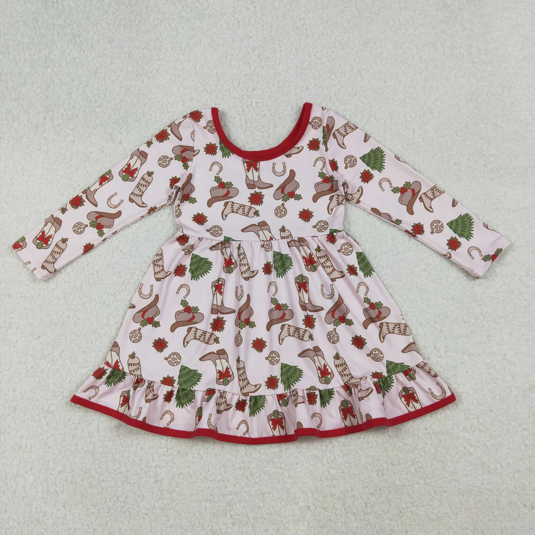 12/18m-7/8t RTS Sibling baby girls clothes Christmas cartoon long sleeve dresses