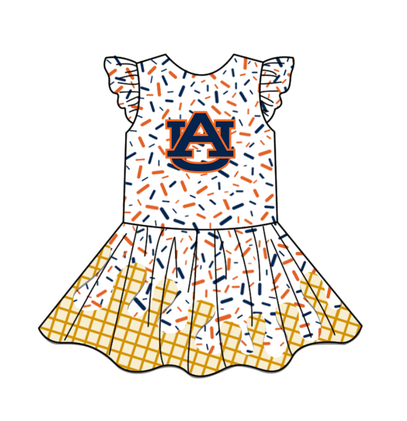 custom moq 3 eta 6-7weeks baby girls clothes team flying Sleeves Dress