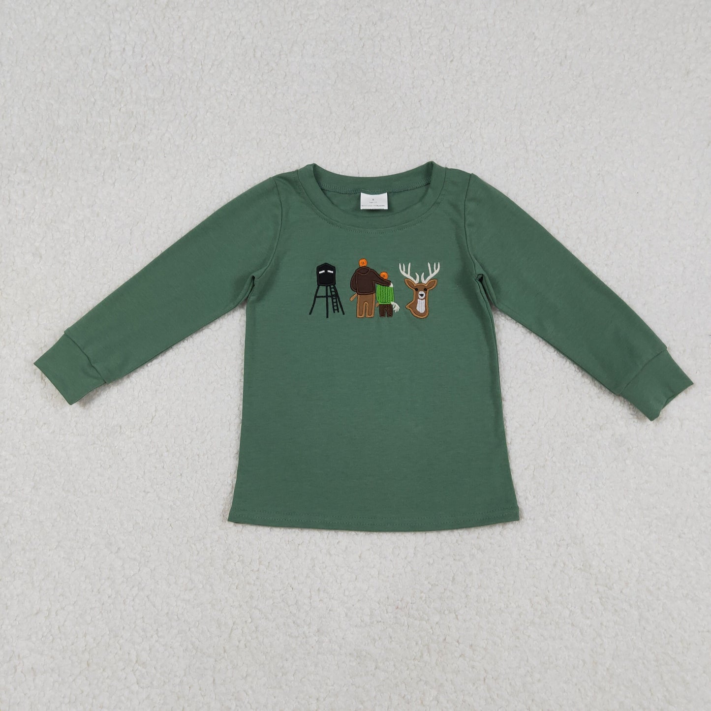 RTS NO MOQ（In Stock) Embroidered Reindeer Hunting Long-Sleeve Top