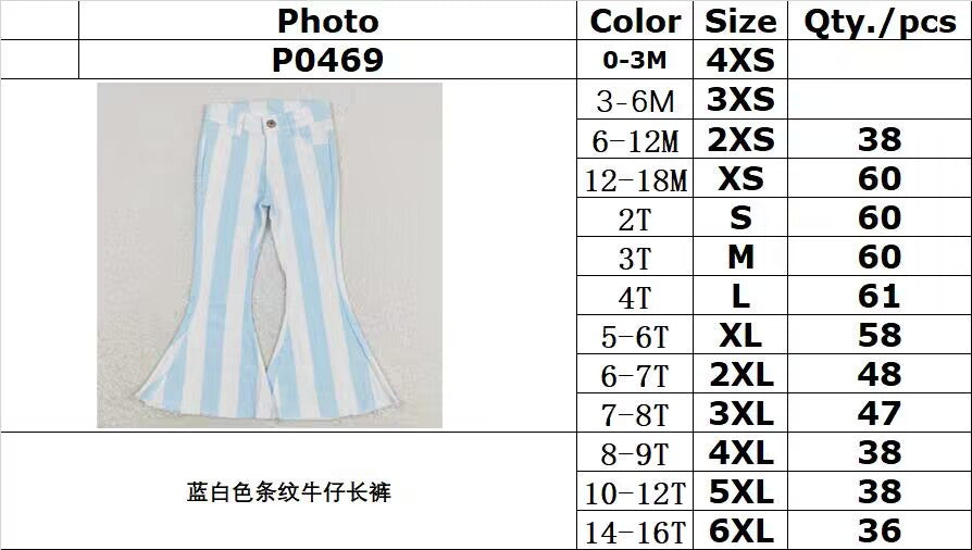 rts no moq P0469 Blue and white striped denim trousers