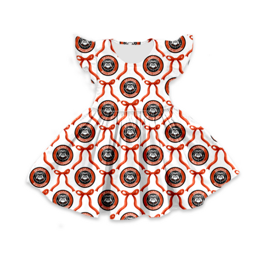 custom moq 3 eta 6-7weeks baby girls clothes bow flying Sleeves Dress