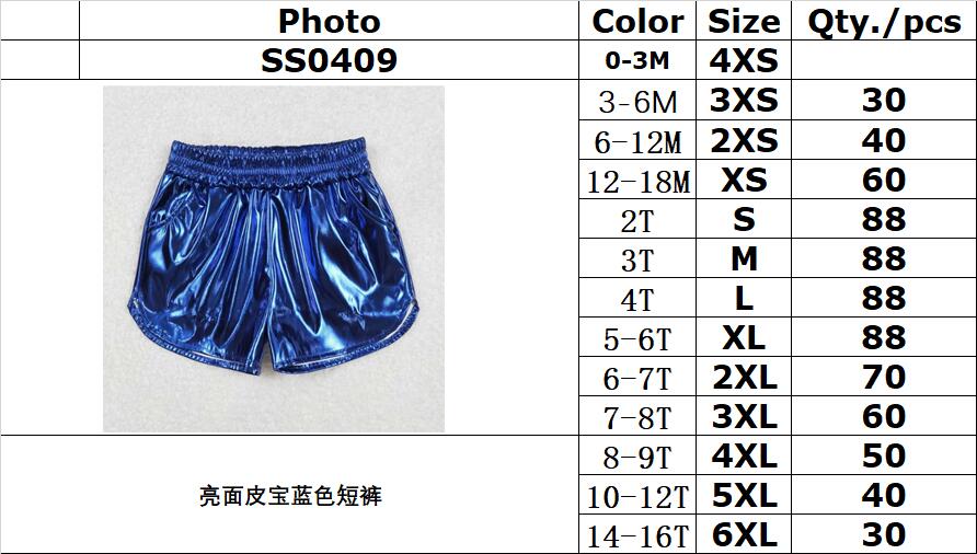 RTS NO MOQ ETA 5/7days arrived SS0409 Shiny leather royal blue shorts