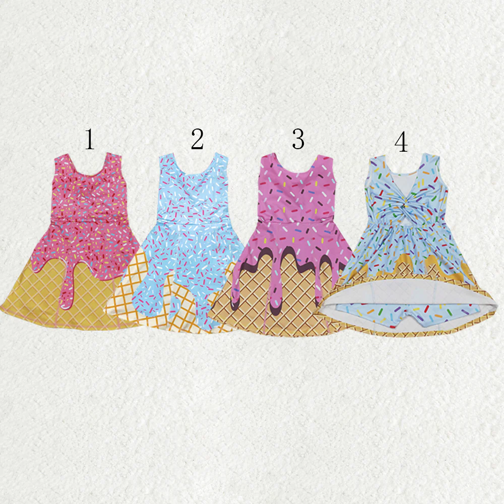 RTS NO MOQ Sibling baby girl clothes yoga team sleeveless skirt sets