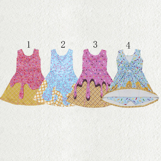 RTS NO MOQ Sibling baby girl clothes yoga team sleeveless skirt sets