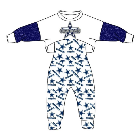 Deadline July 31th close custom no moq  eta 6-7weeks Five-pointed star blue long-sleeved trousers overalls suit team