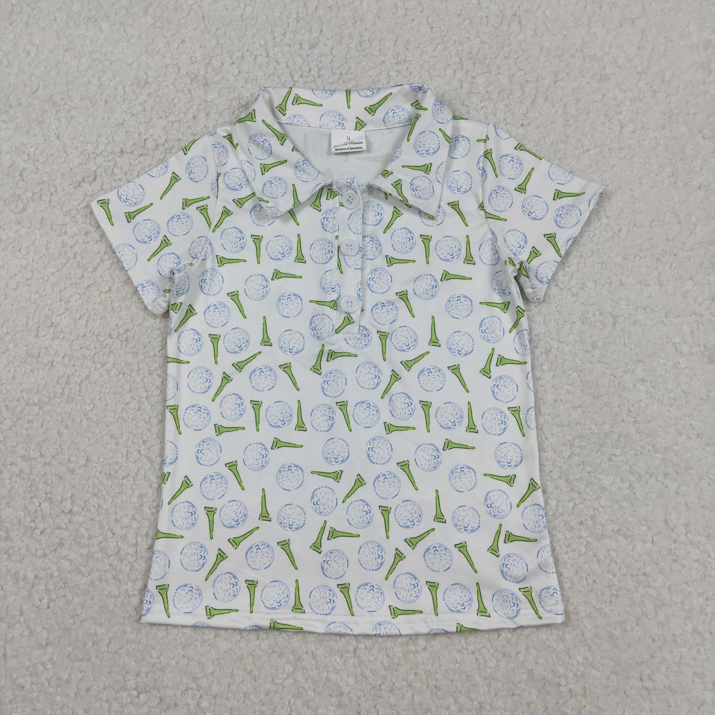 RTS NO MOQ（In Stock) Golf Ball Button-Up Collar Short-Sleeve Top